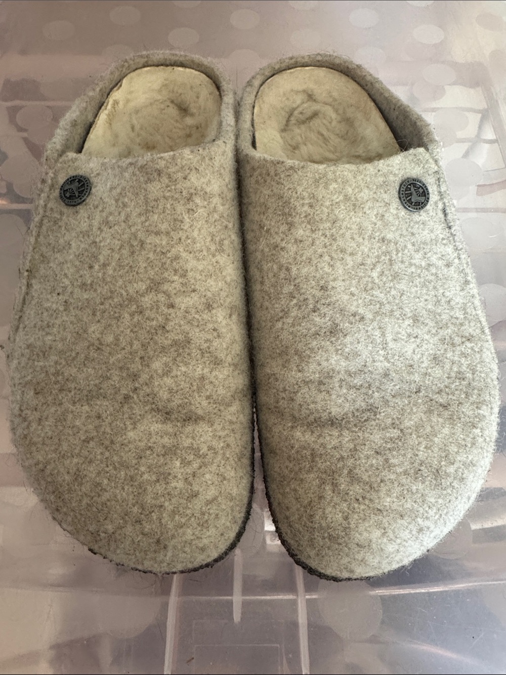 Birkenstock Men’s Wool Slip-On Clogs in Light Gray